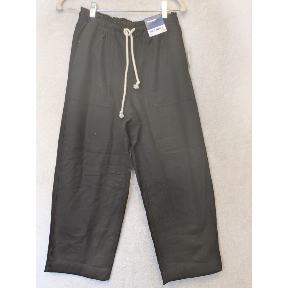 NEW Old Navy Straight Crop Pants Women's XS Black Mid-Rise Comfort Waistband